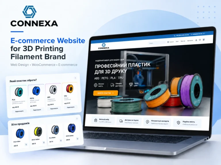 CONNEXA ecommerce website for 3D printing filament